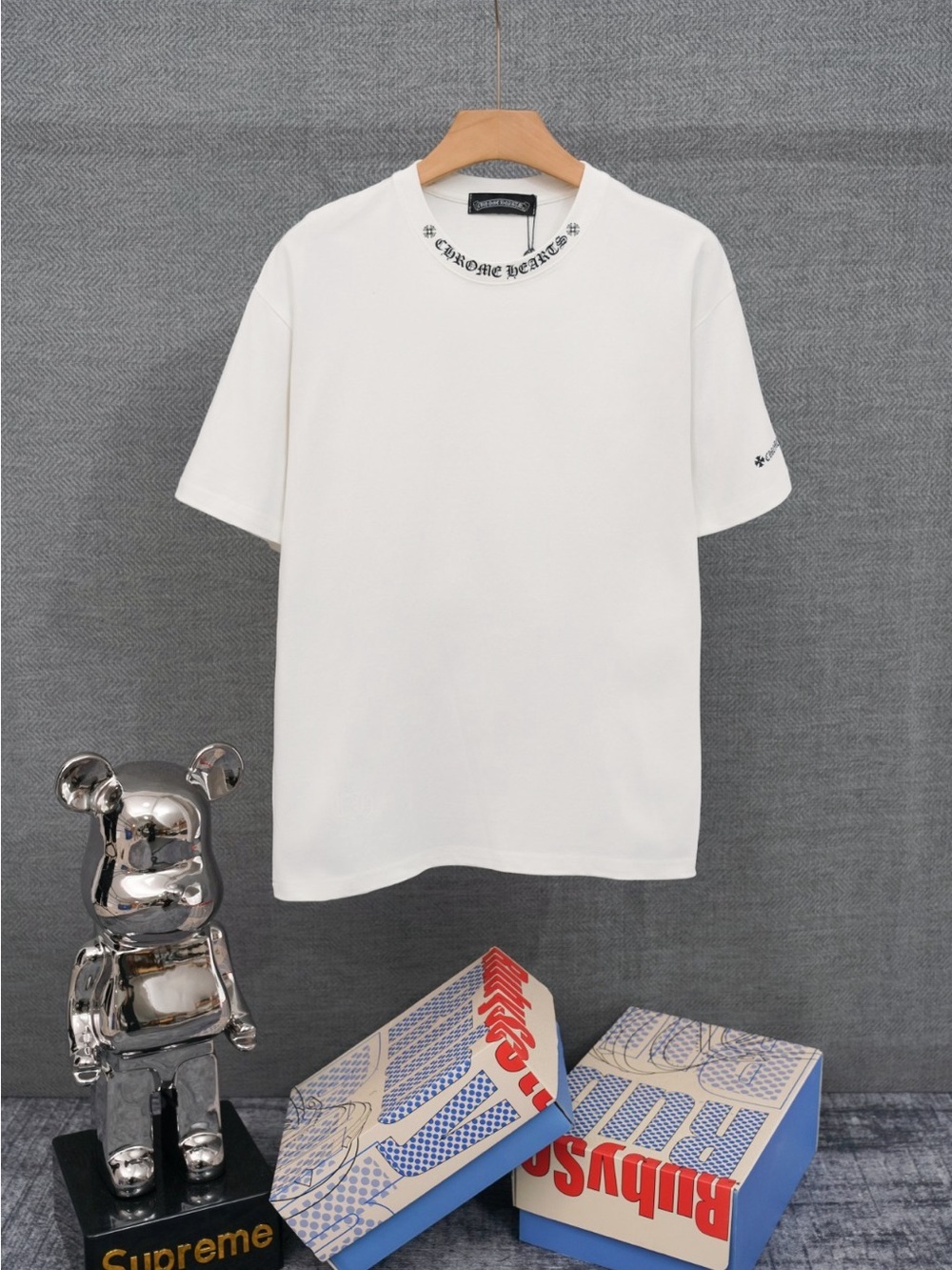 Chrome Hearts Short-Sleeve Crewneck Tee with Neck Logo